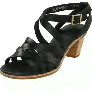 Timberland Earthkeepers Woven Montvale Black Leather  Ankle Strap Sandals Size 8